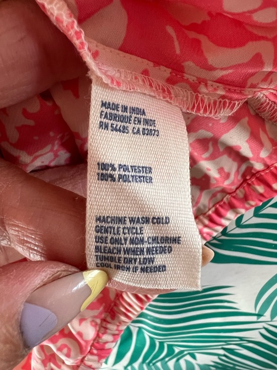 American Eagle 2012 one shoulder corral/pink floral ruffle top sz M blue - Picture 4 of 5